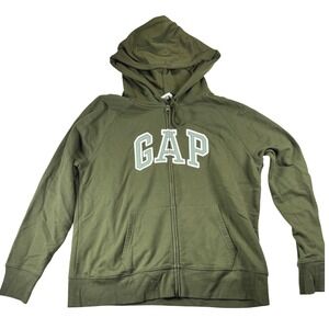 GAP Olive Green Full Zip Hoodie Sweatshirt Womens‎ XL Extra Large Spell Out